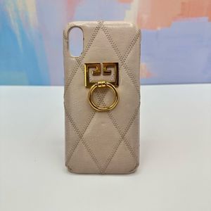 GIVENCHY Goatskin Diamond Quilted GV3 iPhone X Case Pale Pink